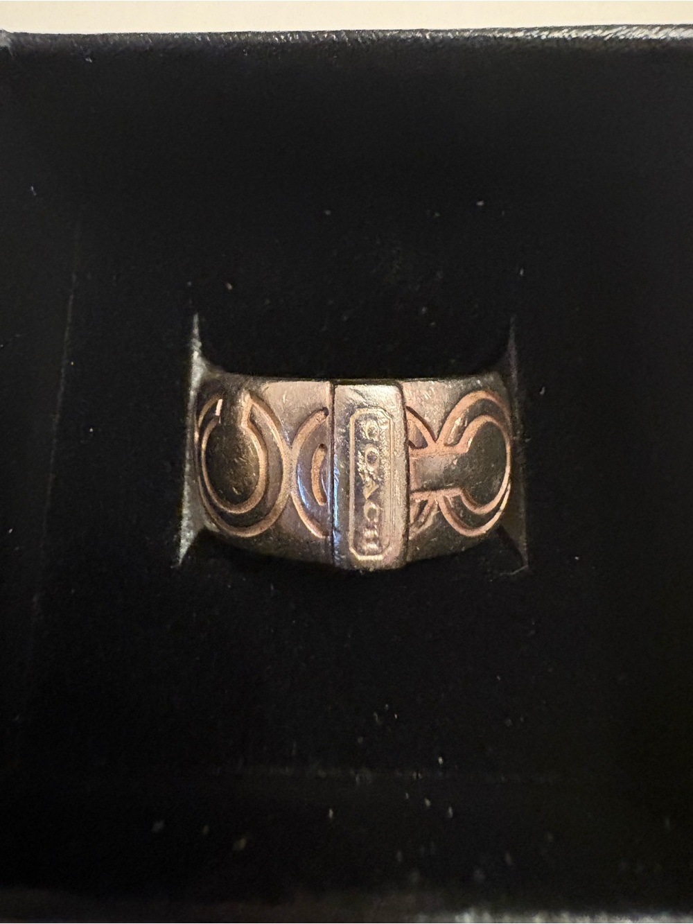 Coach Sterling Silver Logo Band Ring